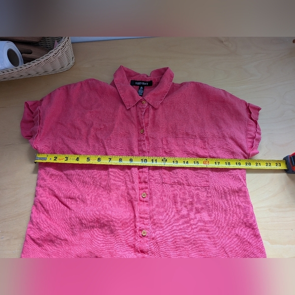 ELLEN TRACY Women Blouse 100% Linen Size Small Gold Buttons pink Color - Picture 8 of 9